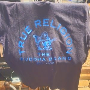 TRUE RELIGION T-Shirt, Size XL, Black/Blue Logo